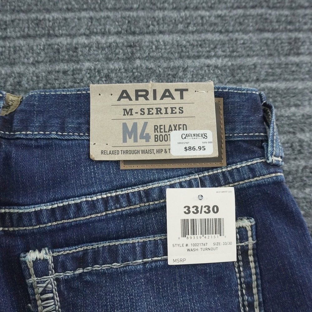 NWT Ariat M4 Relaxed Boot Cut Jeans Mens 33x30 Blue Stretch Denim Heavy Stitch - Picture 5 of 10